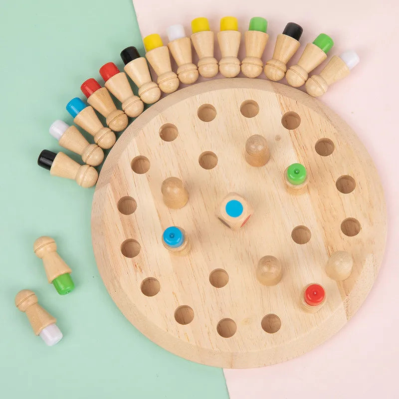 Wooden Color Memory Chess Game for Kids