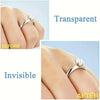 Before and after comparison showing the invisible adjustment of a ring size using adjustable ring sizer pads