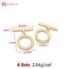 Six sets of 18K gold round O-toggle clasps for bracelets and jewelry making