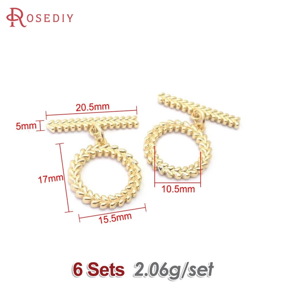 Six sets of 18K gold round O-toggle clasps for bracelets and jewelry making