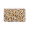 Clear plastic container filled with crushed glass stones for resin and craft projects
