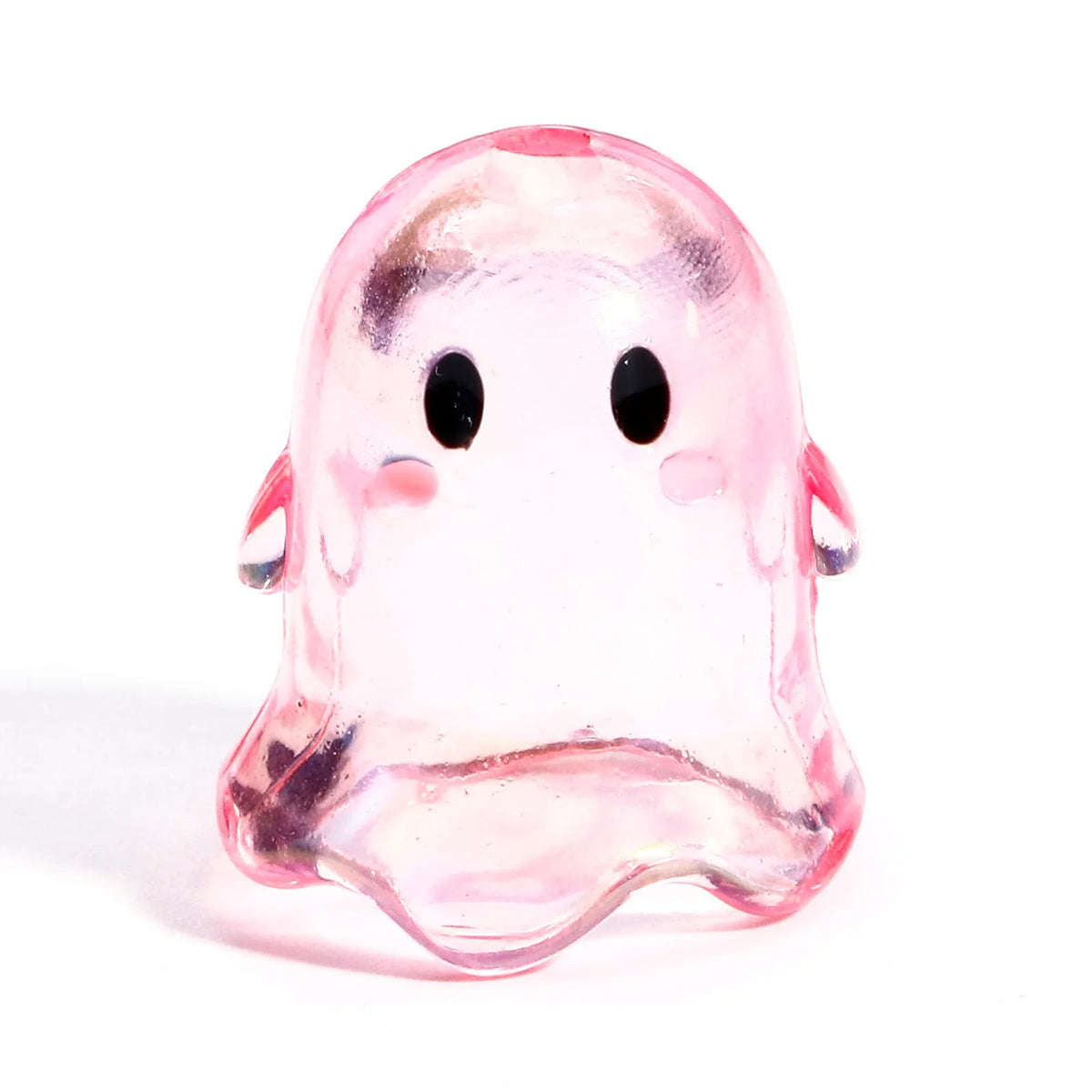 Pink acrylic ghost bead with black eyes used for jewelry making