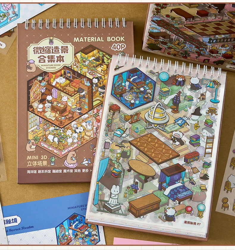 3D Landscape Sticker Collection Book for Scrapbooking & Journaling