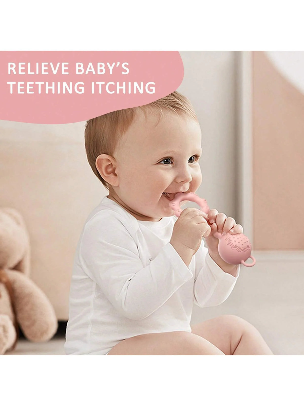 2-in-1 Silicone Rattle and Teether for Babies