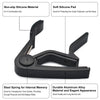 A black guitar accessory kit featuring a non-slip silicone material, a soft silicone pad, and a steel spring for internal mem
