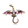 Enamel Dragon Brooch with Rhinestone Accents