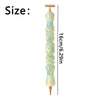 A long, clear glass pen with an iridescent, glittery finish and a gold tip, shown vertically.