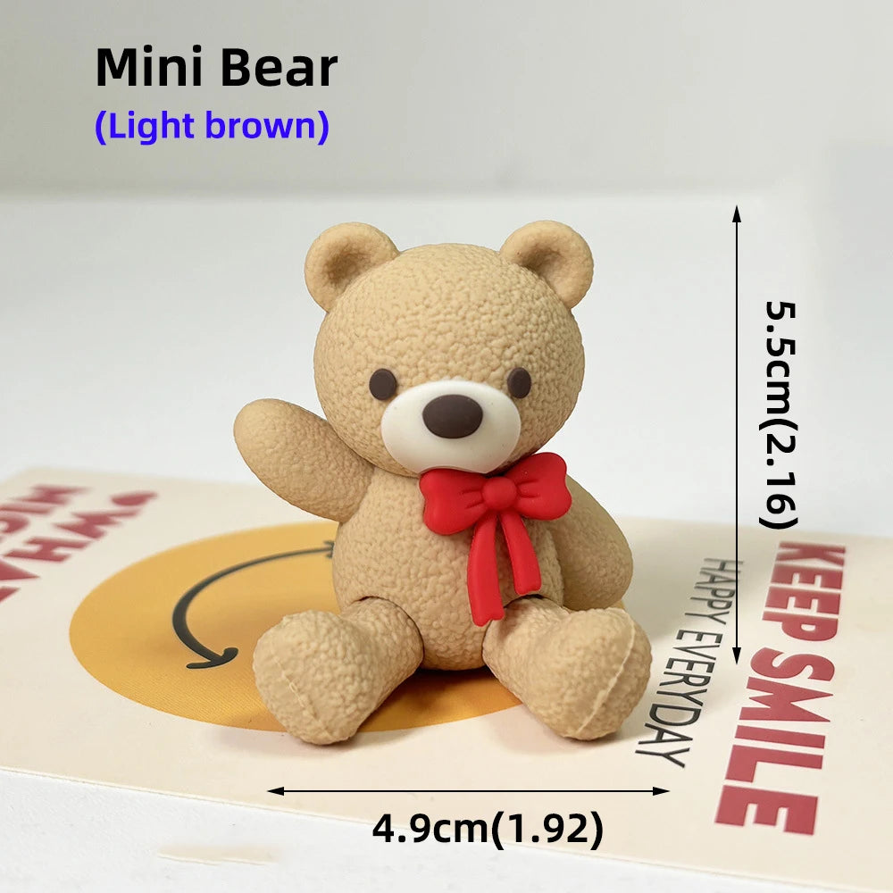 A light brown Mini Bear teddy bear product shown on a card with text encouraging a happy everyday smile.
