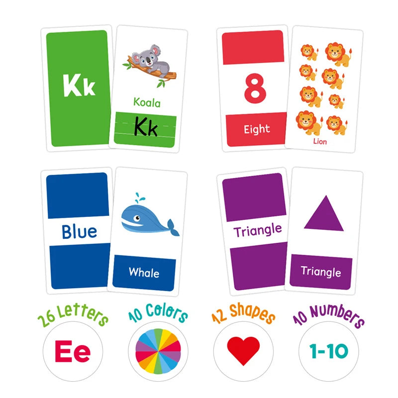 Early Learning Flash Cards Set: Letters, Numbers, Shapes & Colors