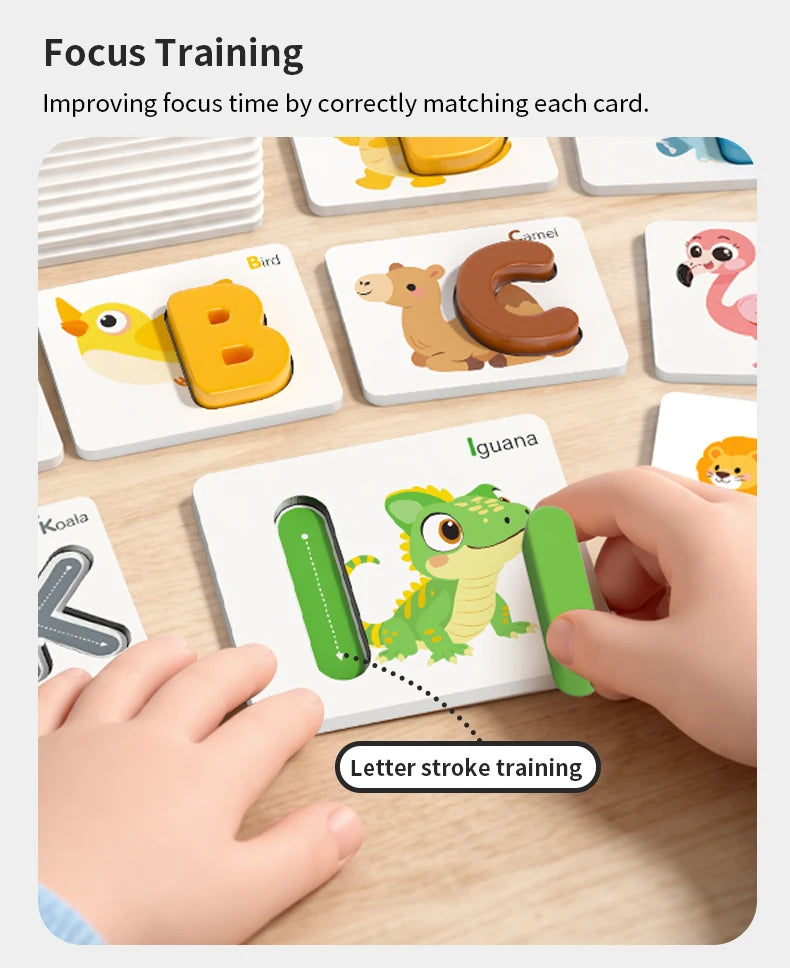 Montessori Wooden Spelling Game with Letter Matching Cards