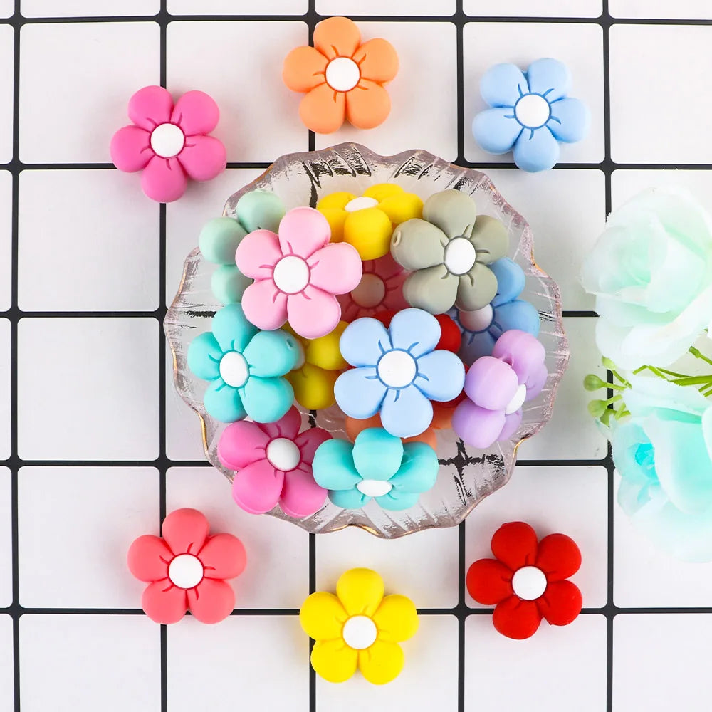 Colorful Silicone Flower Beads for Jewelry Making