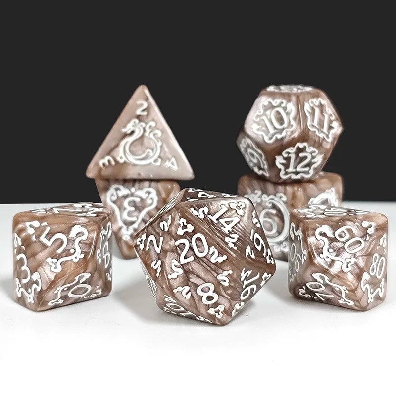 Dragon Pattern Polyhedral Dice Set for RPG & Tabletop Gaming