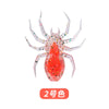 A set of realistic, laser-reflective flexible fishing lures shaped like spiders, featuring red and white colors.