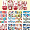 A collection of Christmas themed nail art stickers featuring reindeer, snowflakes, and festive designs for manicures.