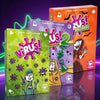 A set of three card game boxes featuring the Virus series including Evolution and Halloween expansions
