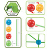 A set of colorful building blocks and a green tent with a blanket sheet for kids