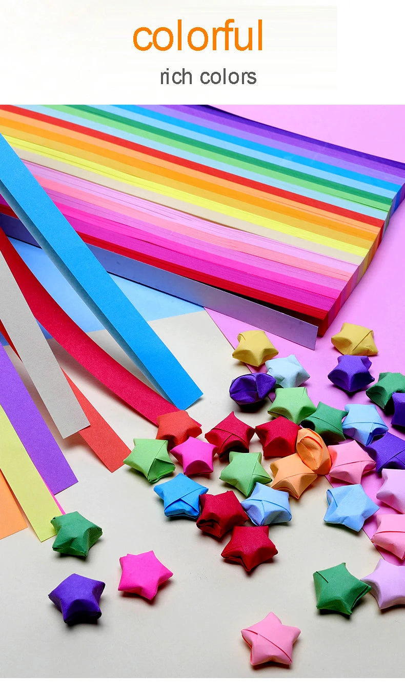 540 Double-Sided Origami Star Strips in 27 Colors for Crafting and Decoration
