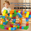 DIY Assembly track blocks gravity-defying train set with colorful magnetic cubes and stereo orbit features