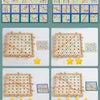 Wooden lacing boards with colorful ropes and practice grids for children's shoe-tying skills
