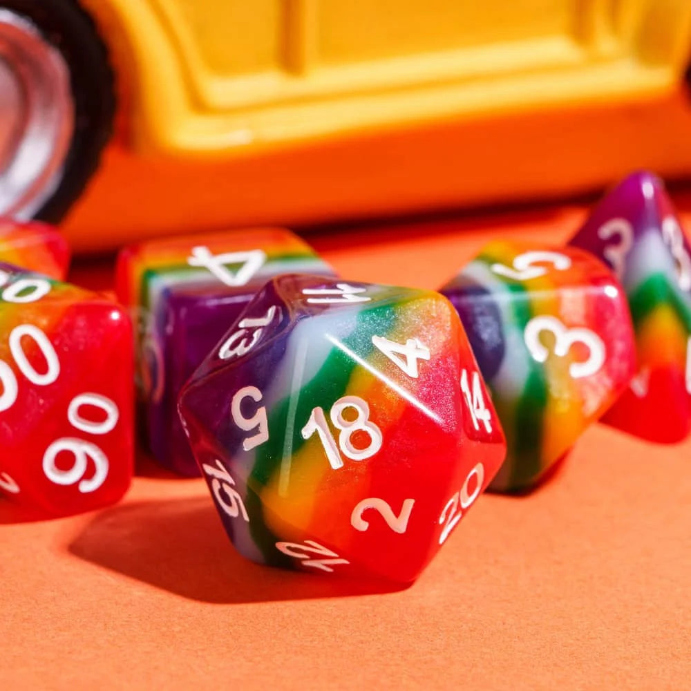 Seven-Layer Rainbow Polyhedral Dice Set for RPGs