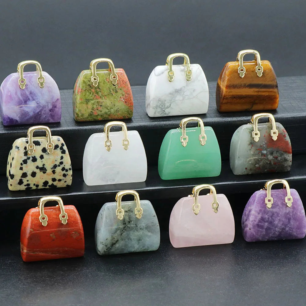 Mini Handbag-Shaped Crystal Agate Pendant for Jewelry Making