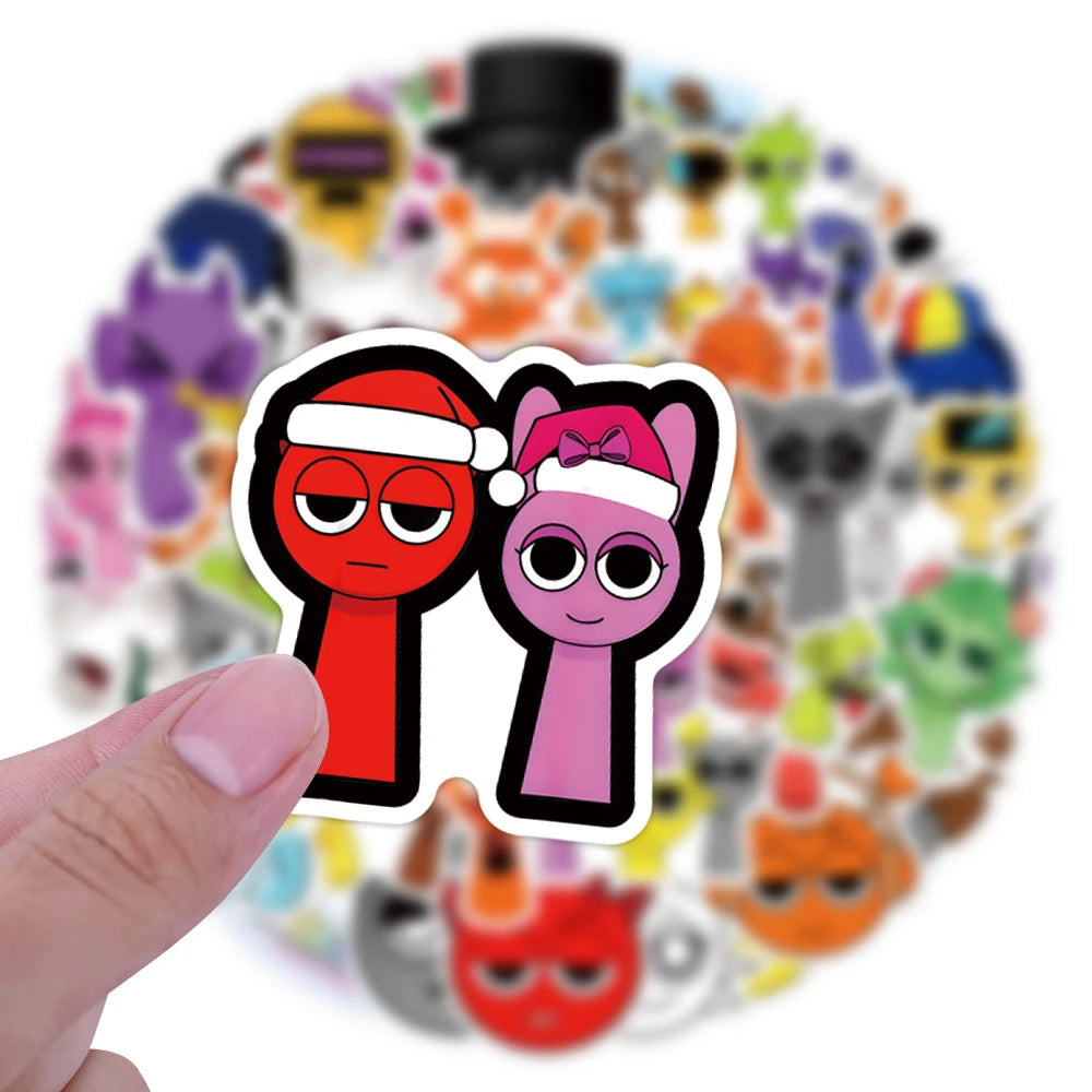 Sprunki Anime Sticker Pack for Laptops, Skateboards & Scrapbooking