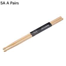 A pair of classic maple drumsticks labeled 5A and 7A, shown diagonally.