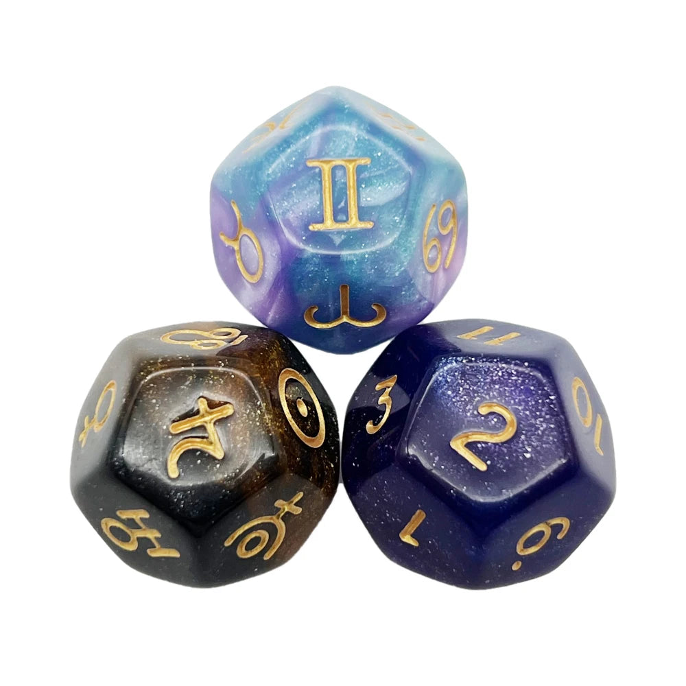 Astrology Divination Dice Set – 3 D12 Constellation Dice for Guidance and Insight