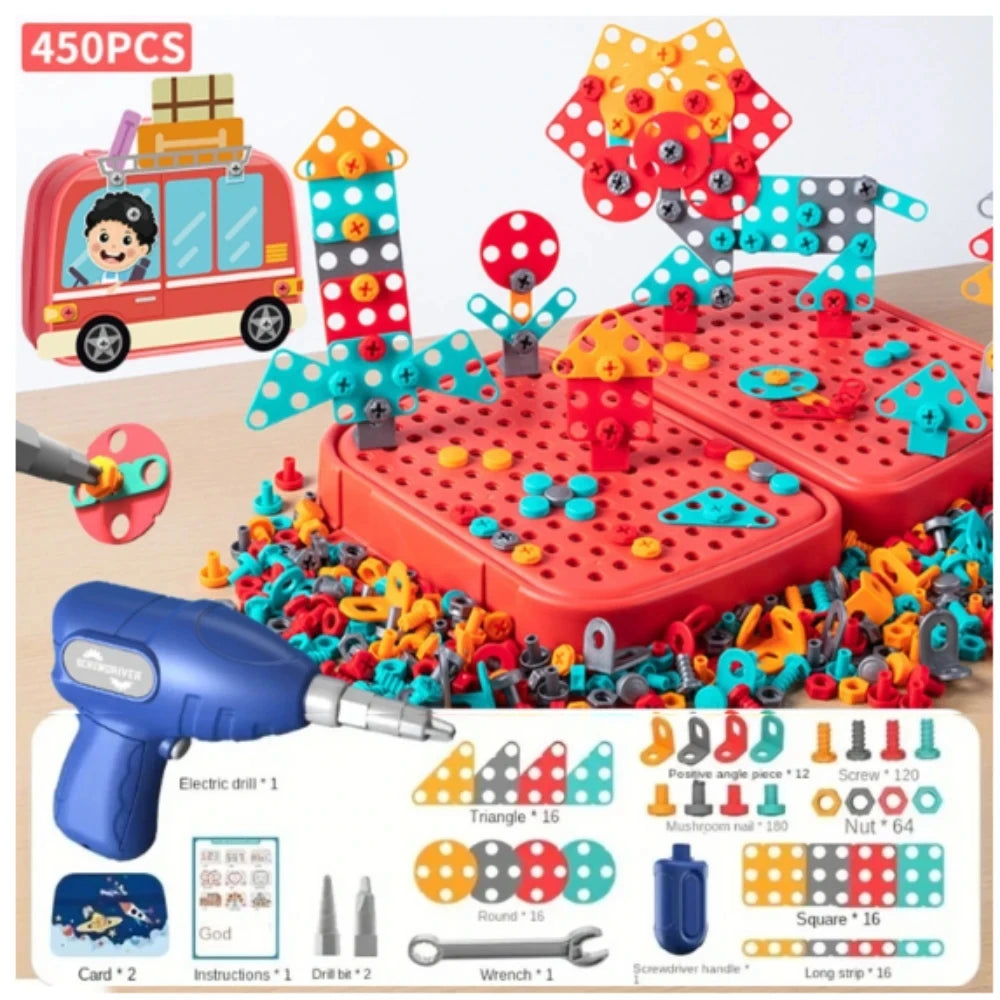 Kids STEM Building Set with Electric Drill and Screwdriver