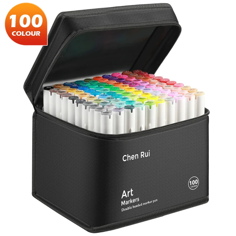 Dual-Tip Alcohol Art Marker Set with Brush and Broad Tips