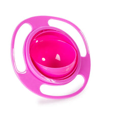 A bright pink splash-proof gyro bowl with a lid, designed for kids and adults.
