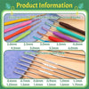 A collection of silicone and iron crochet hooks in various sizes and colors displayed on a light background.