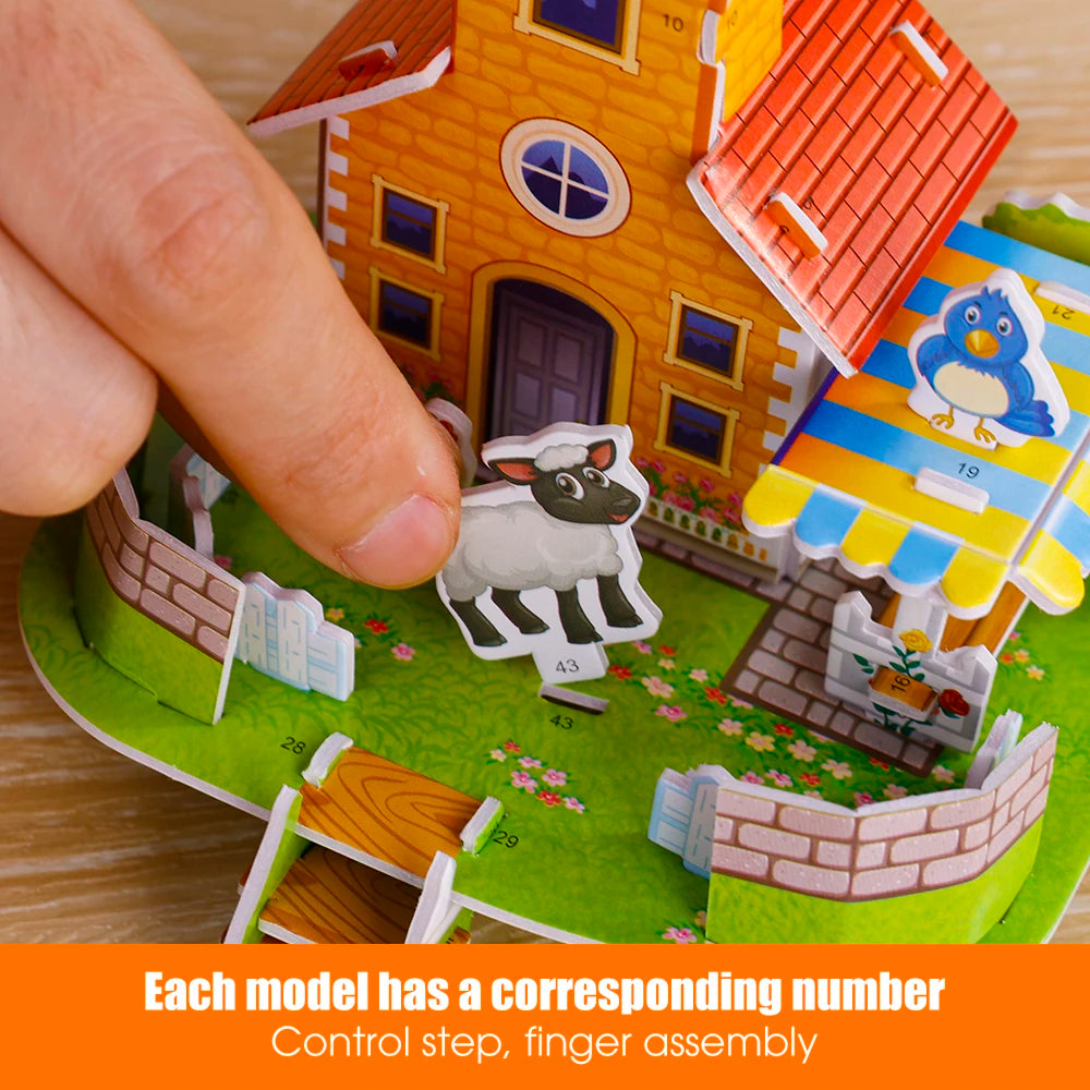 3D Building Puzzle Set for Kids – Educational DIY Paper Model Kit