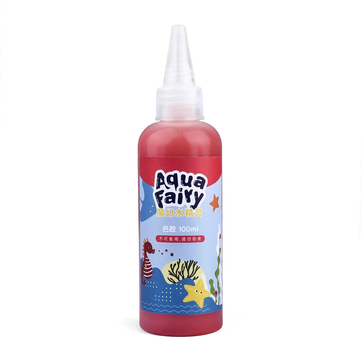 A bottle of Aqua Fairy Magic Water Elf DIY Craft Kit for Kids in a pink liquid with a clear dropper top.