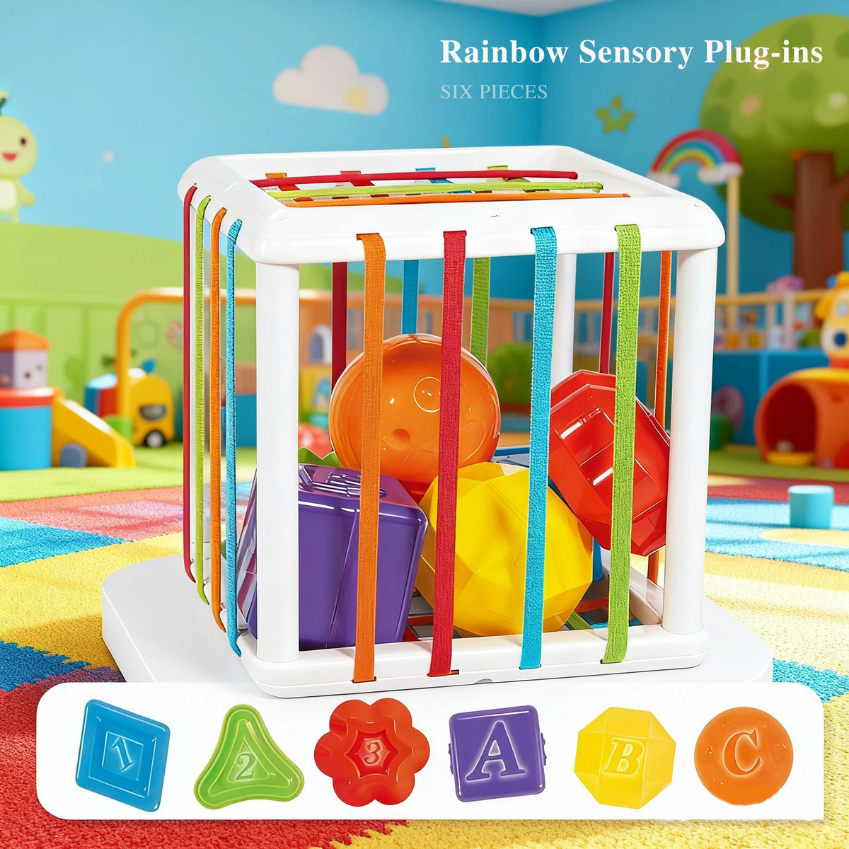 Rainbow Sensory Grasping Ball with Rattle and Teether