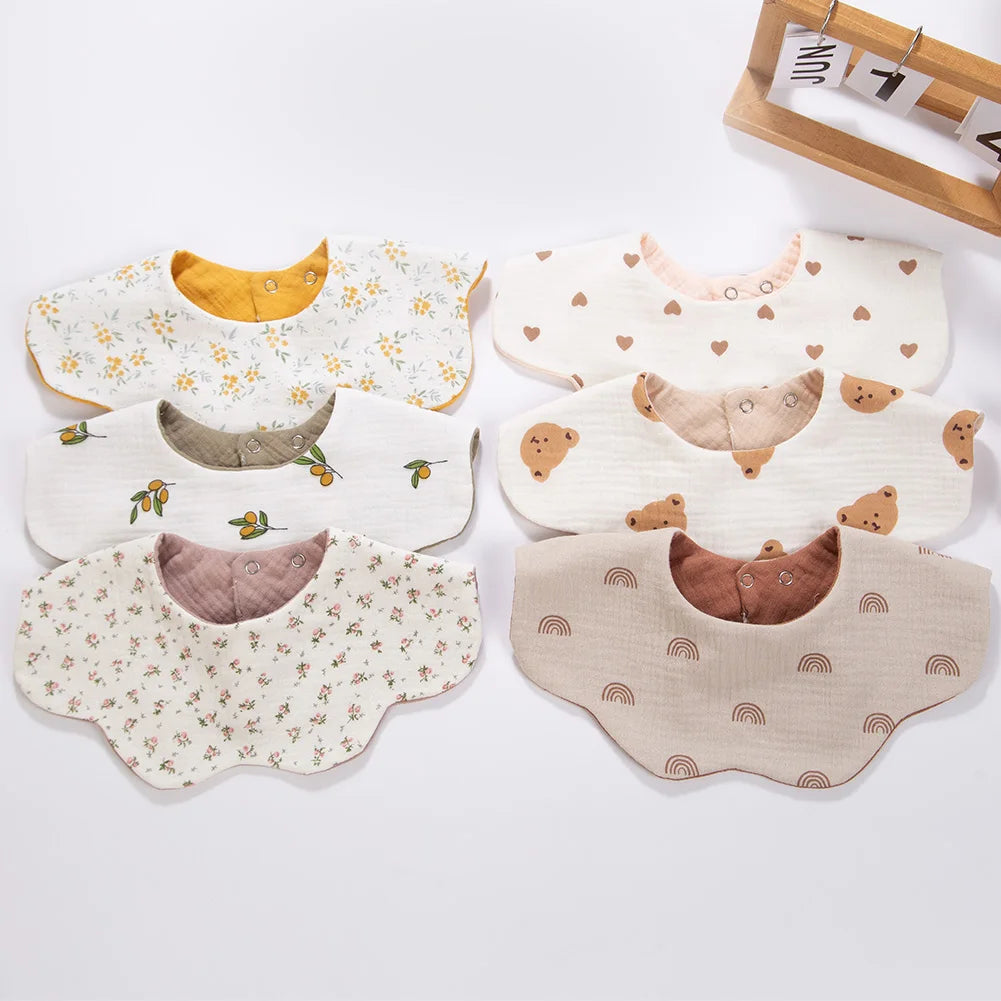 6-Layer Muslin Cotton Baby Bibs with Waterproof Backing