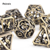 Yellow Hollow Metal Polyhedral Dice Set for RPG and Tabletop Games