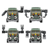 A green trash truck building block set with working dump function and various accessories.