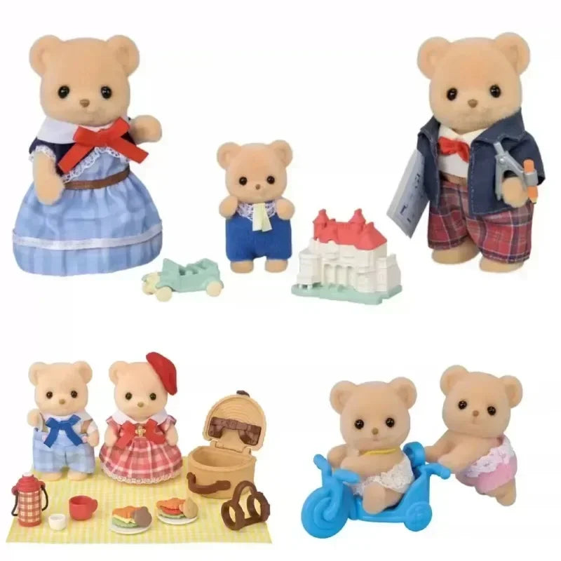 A set of Sylvanian Families Cookie Bear twins family figures and accessories.