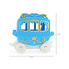 A blue city traffic vehicle building block set shaped like a bus or truck with yellow accents.