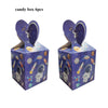 A set of six heart-shaped candy boxes featuring outer space astronaut designs for party decor.