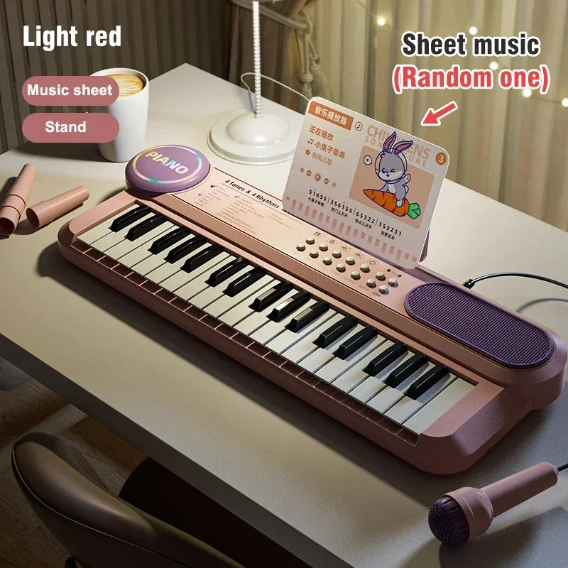 37-Key Kids Electronic Piano with Microphone and Stand