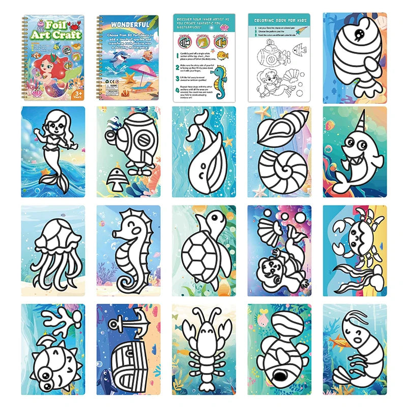 Kids Foil Art Activity Set with Coloring Book