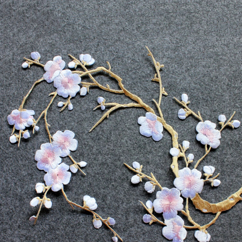 Plum Blossom Embroidered Applique Patch