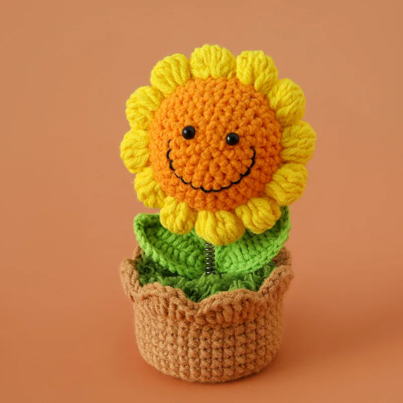 Handmade Crochet Sunflower in Pot