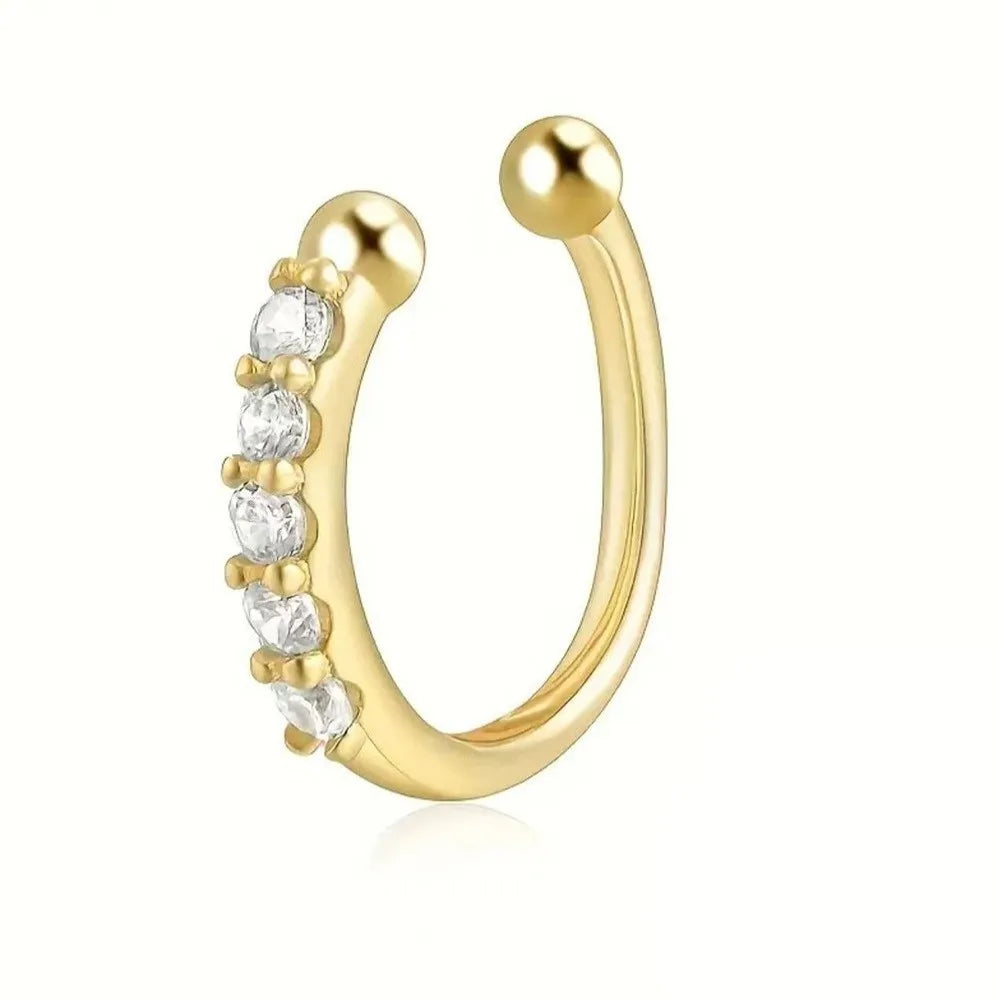 Adjustable Hypoallergenic Fake Nose Ring in Silver or Gold