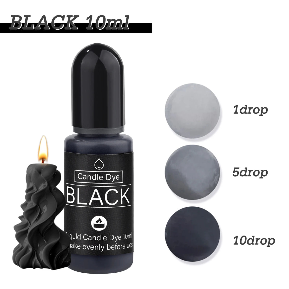 Black 10ml candle dye bottle with dropper and round samples for candle making