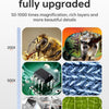A display showing various magnified images, including a bee, a leaf, and microscopic structures, demonstrating high-resolutio