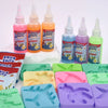 A collection of glow-in-the-dark liquid kits and silicone molds for a DIY craft kit.