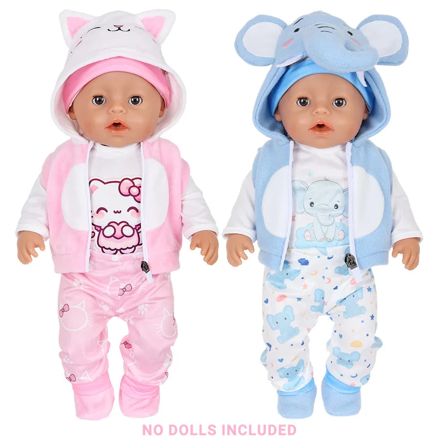 Adorable Animal Print Doll Outfit Set for 16-18 Inch Dolls